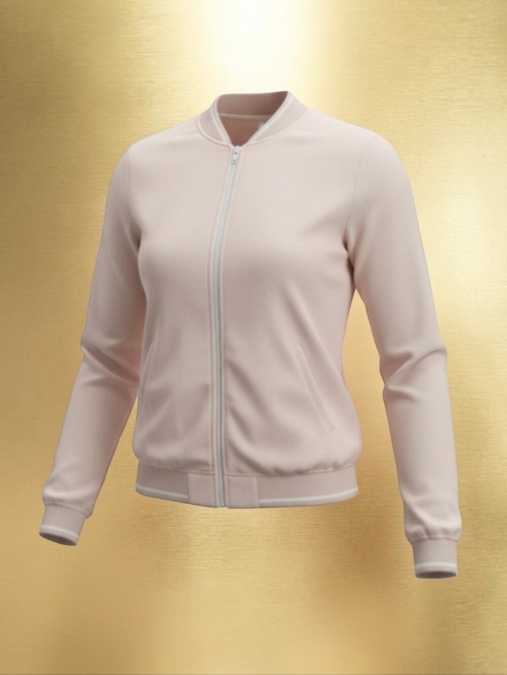 Z Supply Cream Velour Bomber Jacket Full Zip Neutral Casual NWT Size S